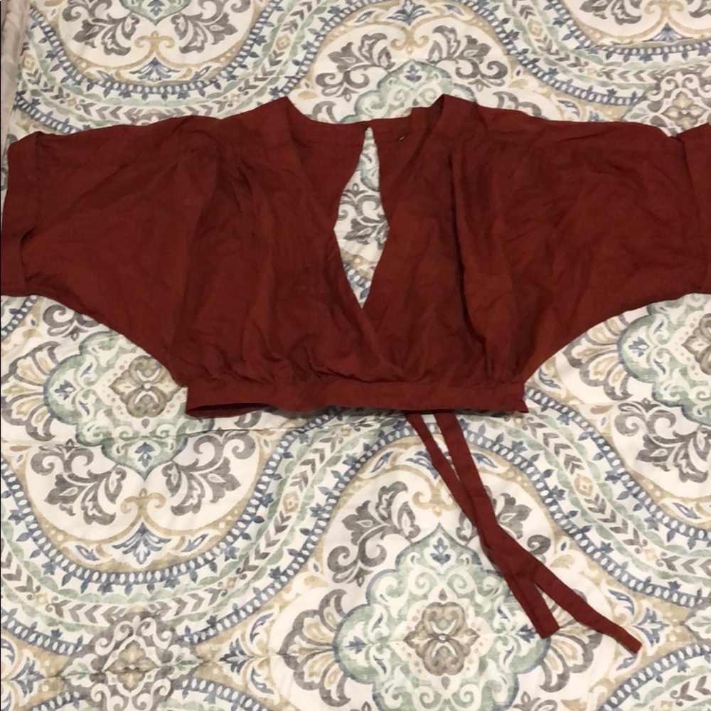 Brick orange v-neck crop top